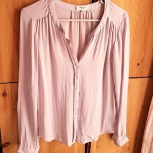 Aritzia Babaton Pale Lilac Silk Long Sleeve Blouse Size XS